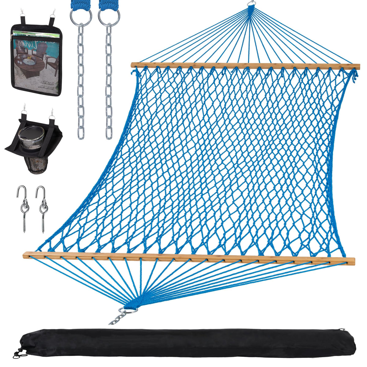 SUNCREAT Traditional Rope Double Hammock, 450 lbs Capacity, Natural