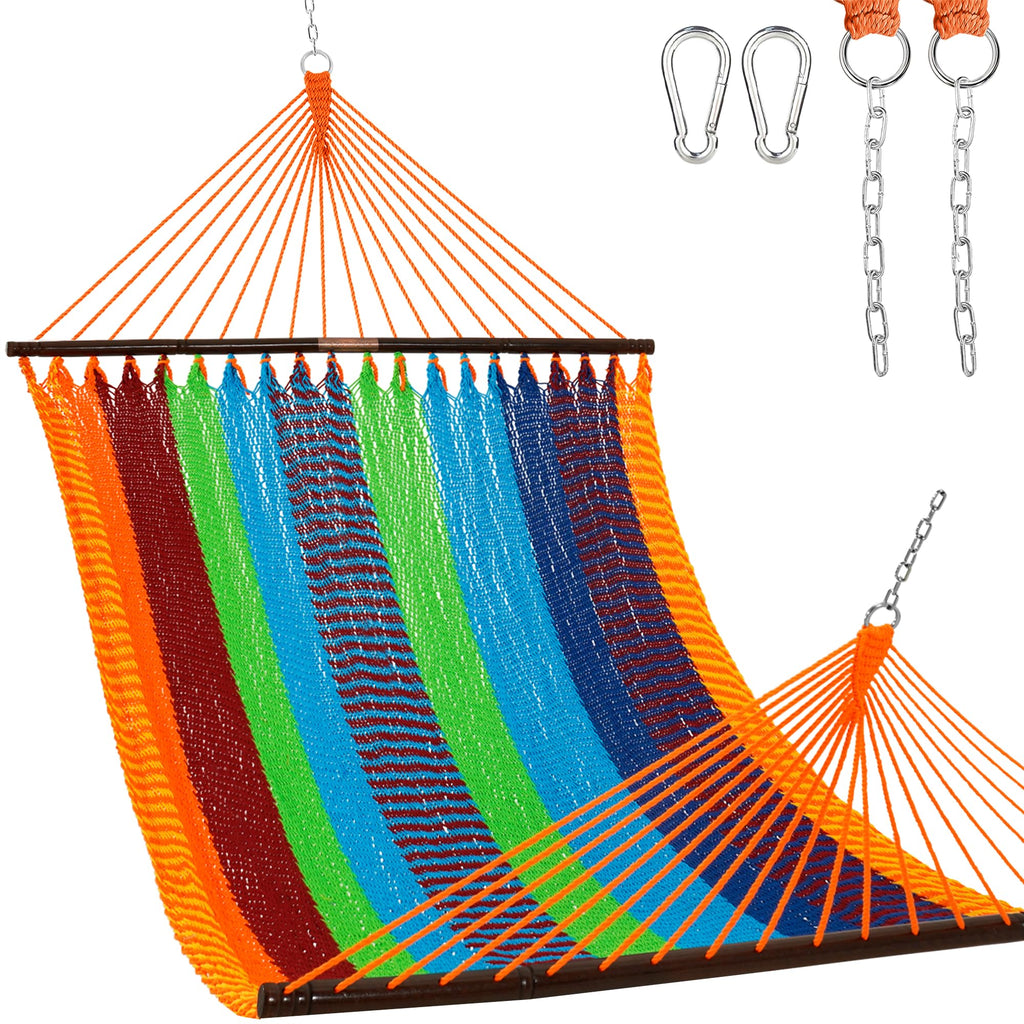 Lazy Daze 2 Person Caribbean Rope Hammock, Handwoven Double Hammock