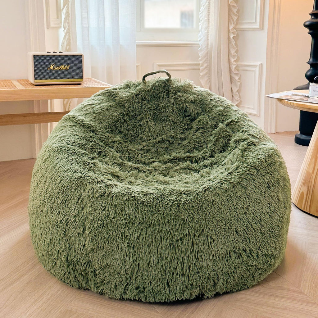 XeGe Kids Fluffy Faux Fur Bean Bag Chair Cover(No Filler), Rainbow